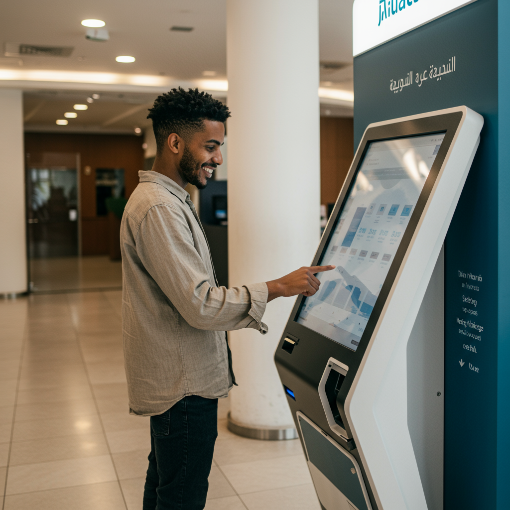 Borne tactile pour consultation de solde en banque