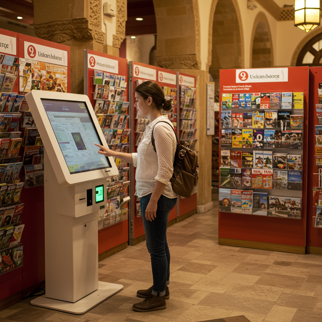 Borne tactile pour consultation des offres touristiques