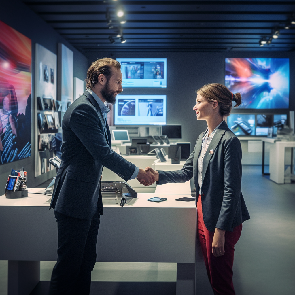 maborne_a_dealer_shaking_hands_of_costumers_in_a_showroom_of_ki_ab7baa1a-6ba0-479e-bf57-d7bd8d606b73 revendeurs chez maborne