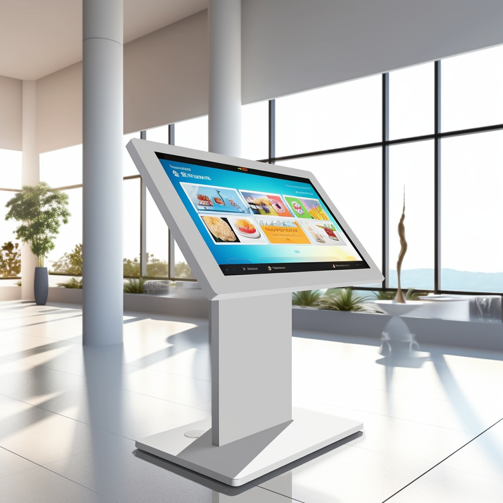 Revendeurs 19 phildrink white 55 touch kiosk in a large reception hall with b 7dcfb946 94d8 409d af2f 5b56de08724a