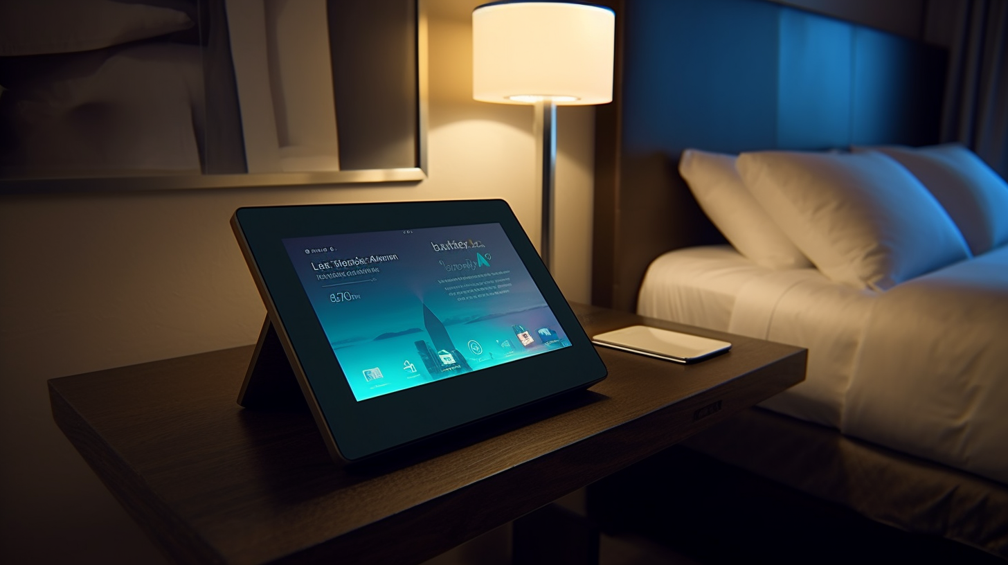 Mowgoud futuristic tablet on the side table in a hotel room bee 012fb20d 1e40 4316 8e4c 46ded5fd6ad6 1