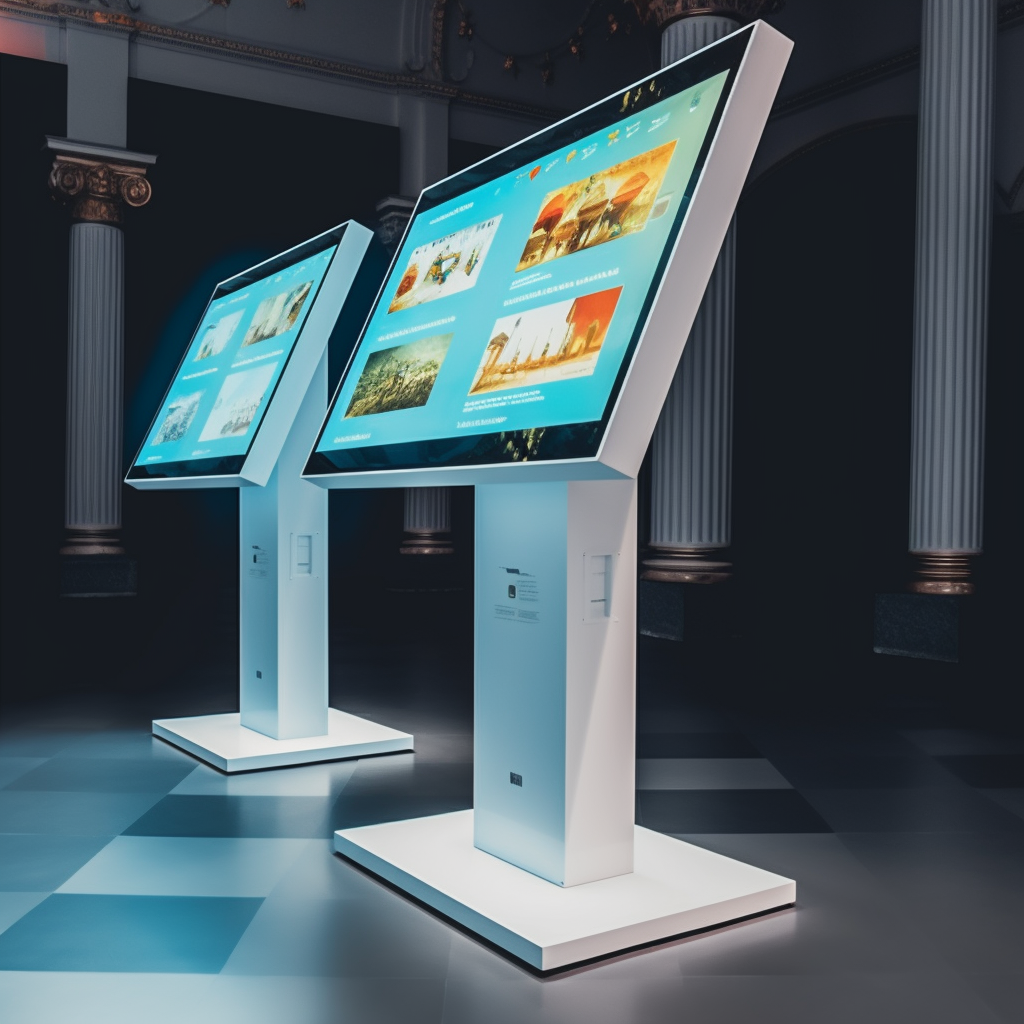 phildrink white 55 touch terminals in a museum 8k realistic 277f662b 7e60 4801 9588 ead0bd779359