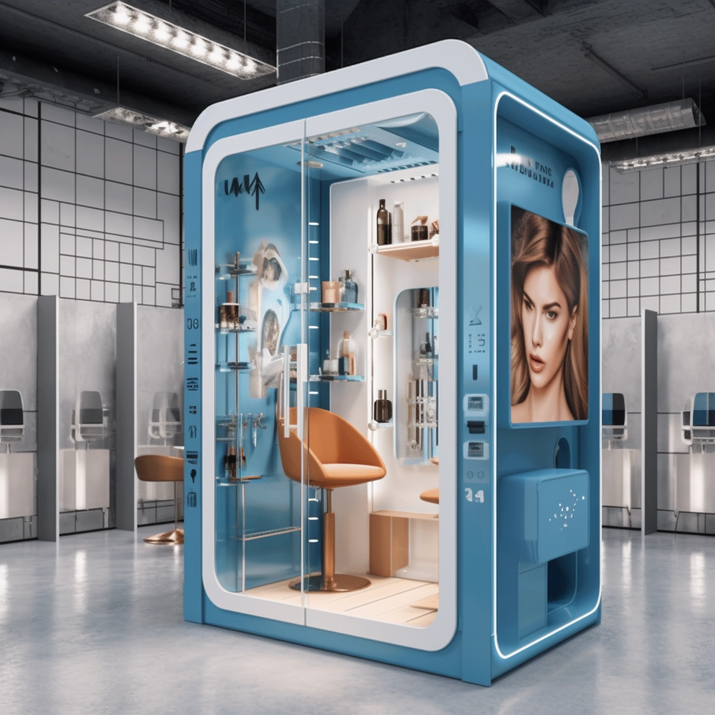 webermichelle a makeup phone booth in blue in office scenein th ee6fbaee 2d11 4746 90bc c1d24d4bdac2