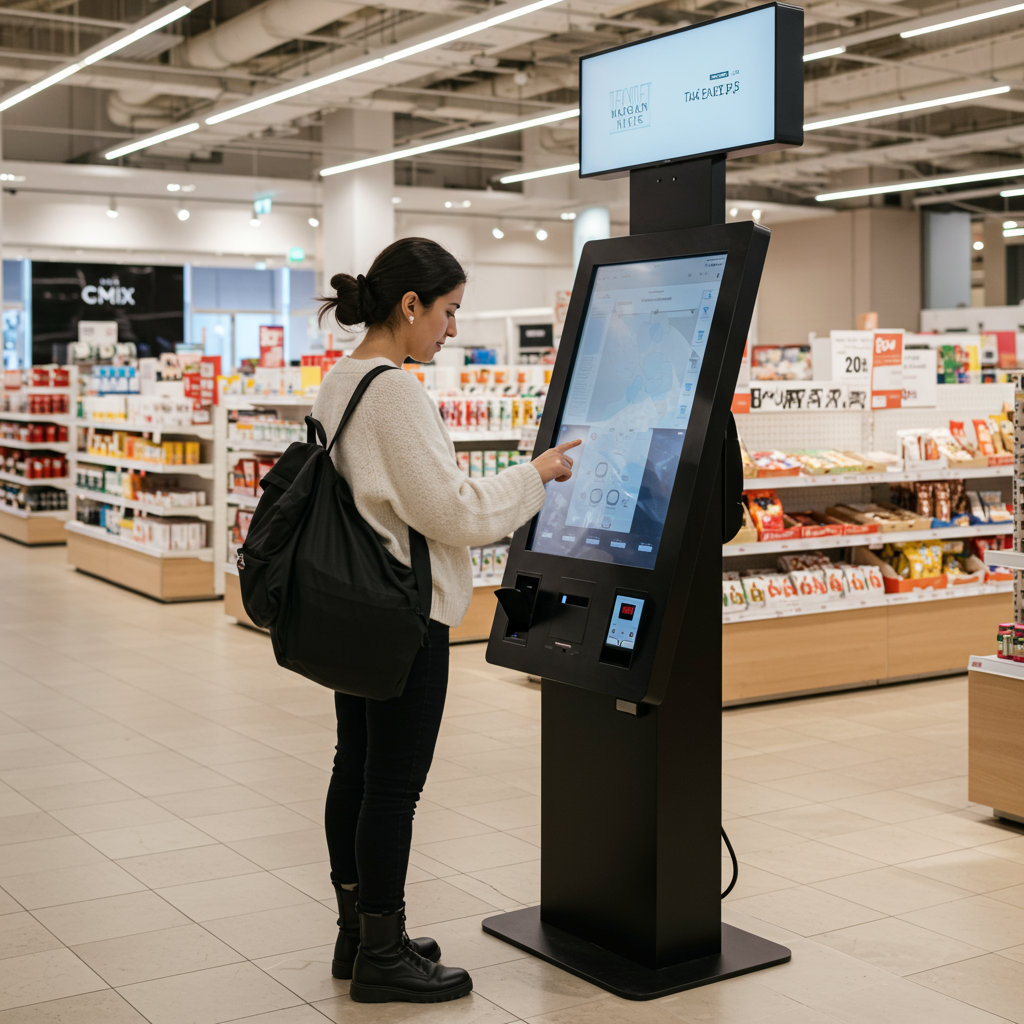 Borne tactile pour consultation de promotions en magasin Borne tactile pour consultation de promotions en magasin
