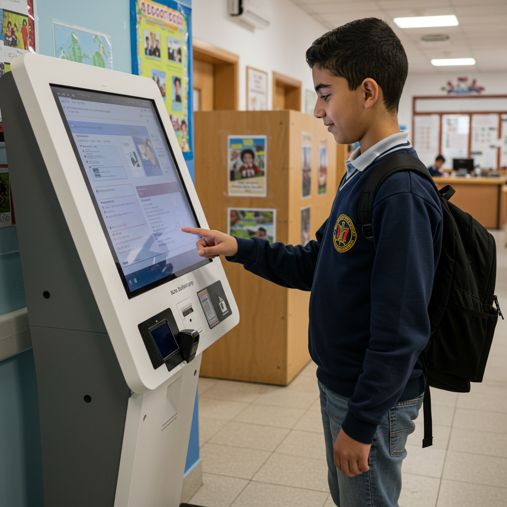 Borne tactile avec système de badging pour établissement scolaire Borne tactile avec système de badging pour établissement scolaire