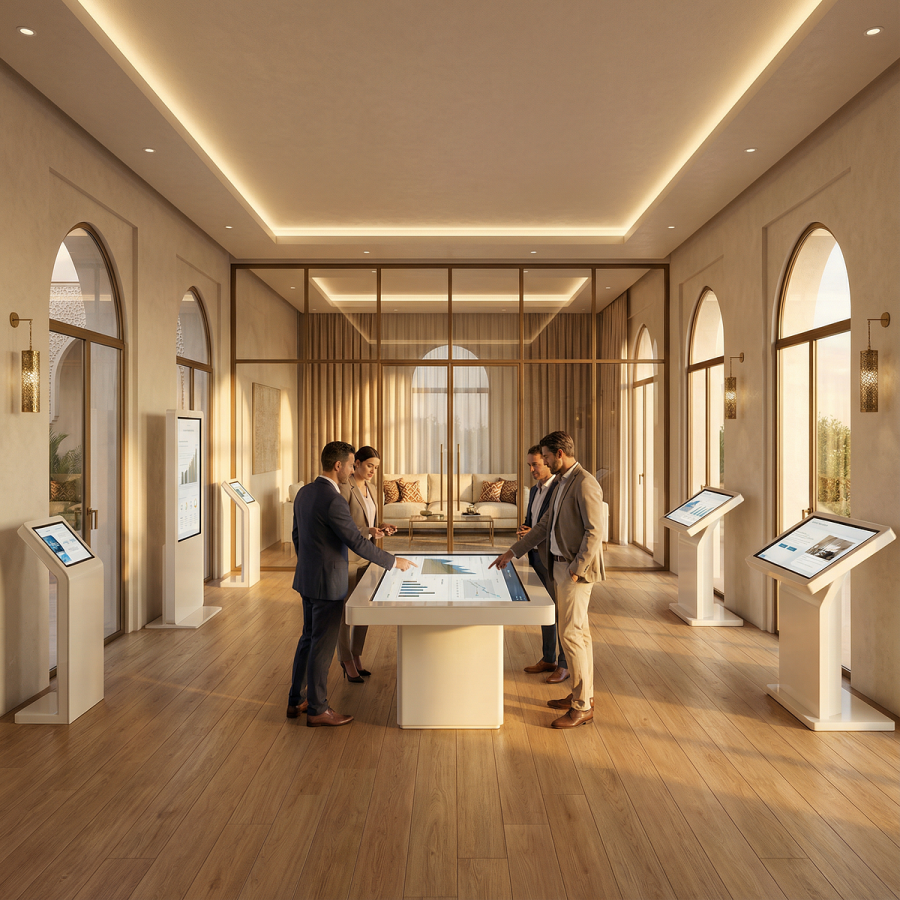 Présentation immersive de produits dans un showroom phygital