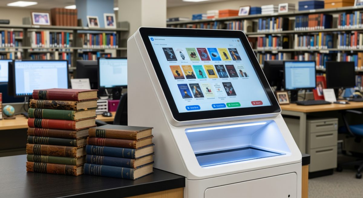 Borne de service de bibliothèque intelligente avec écran digital