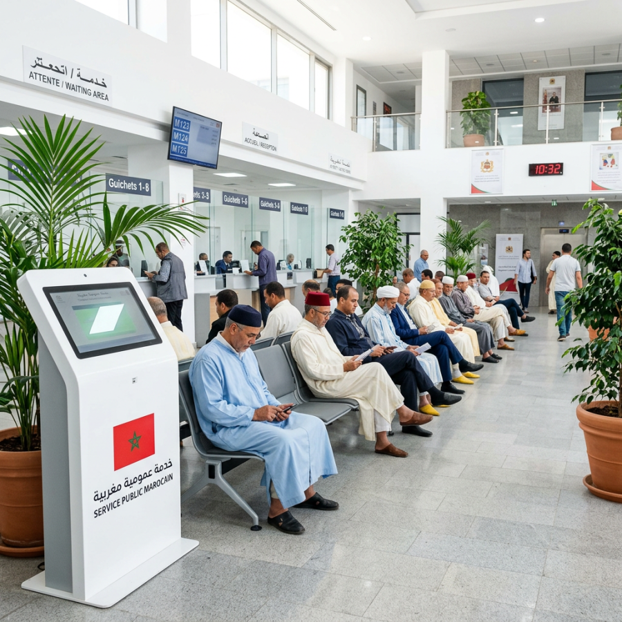 Borne tactile avec écran tactile pour gestion intelligente des files d'attente