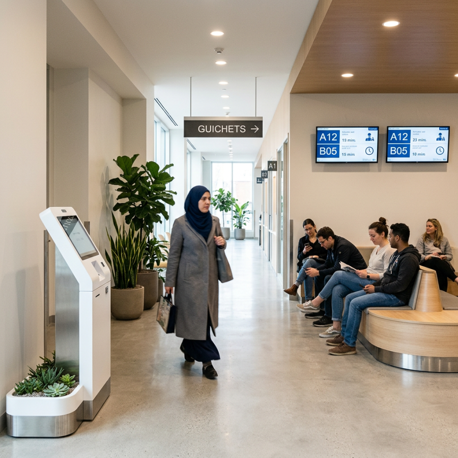 Gestion des rendez-vous et files d'attente avec borne tactile médicale