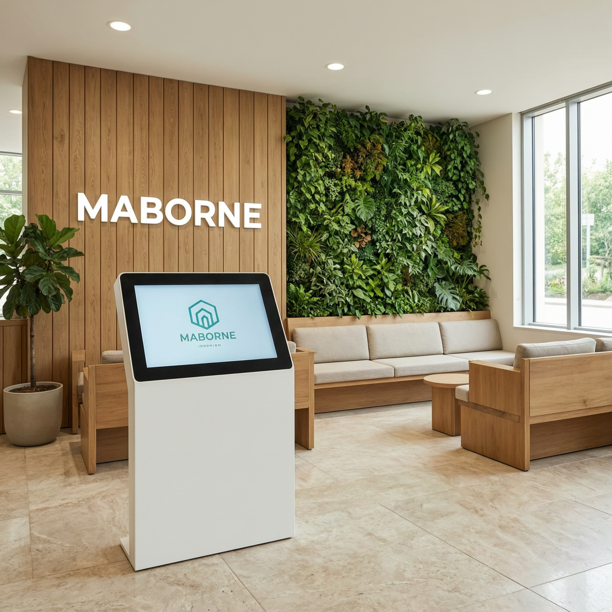 Pupitre tactile moderne dans un environnement professionnel