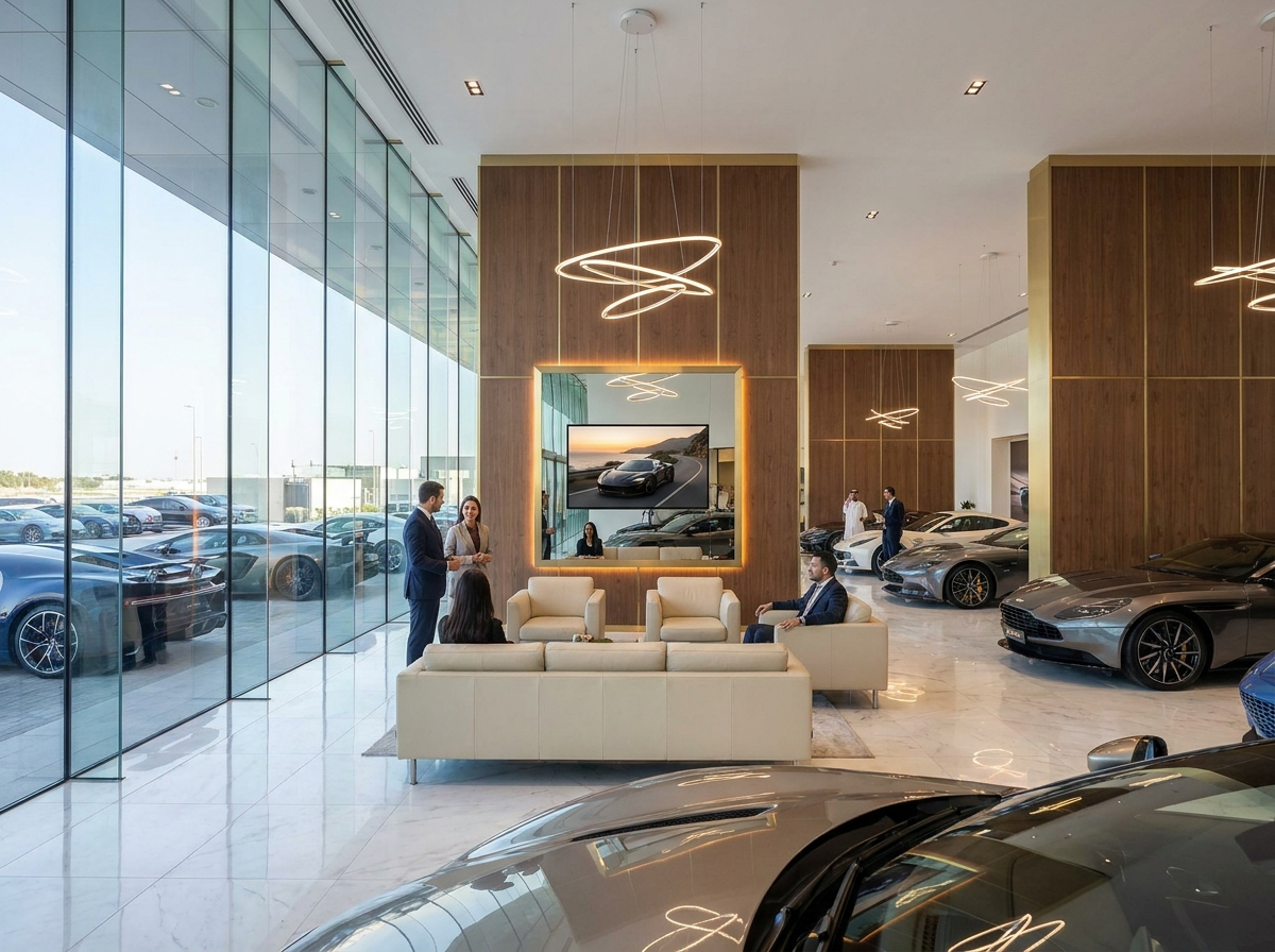 tv miroir automotive showroom