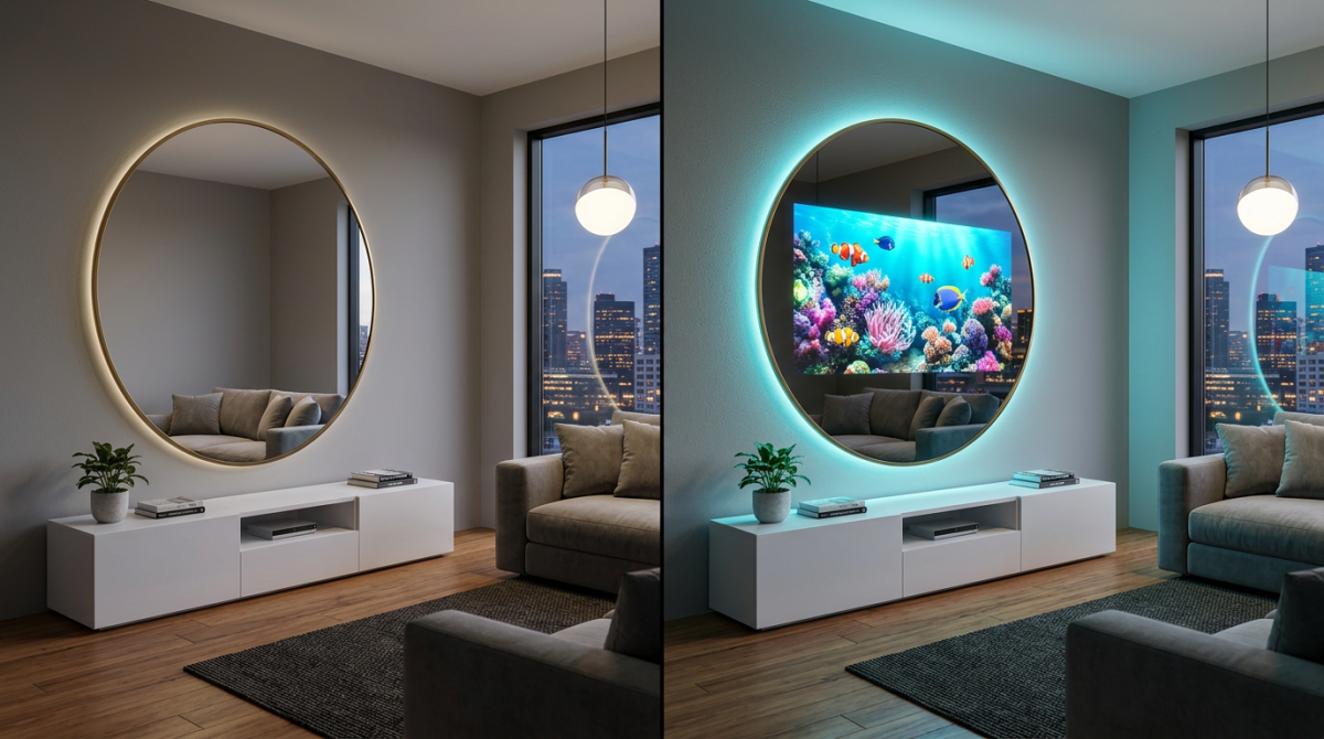 tv miroir before after