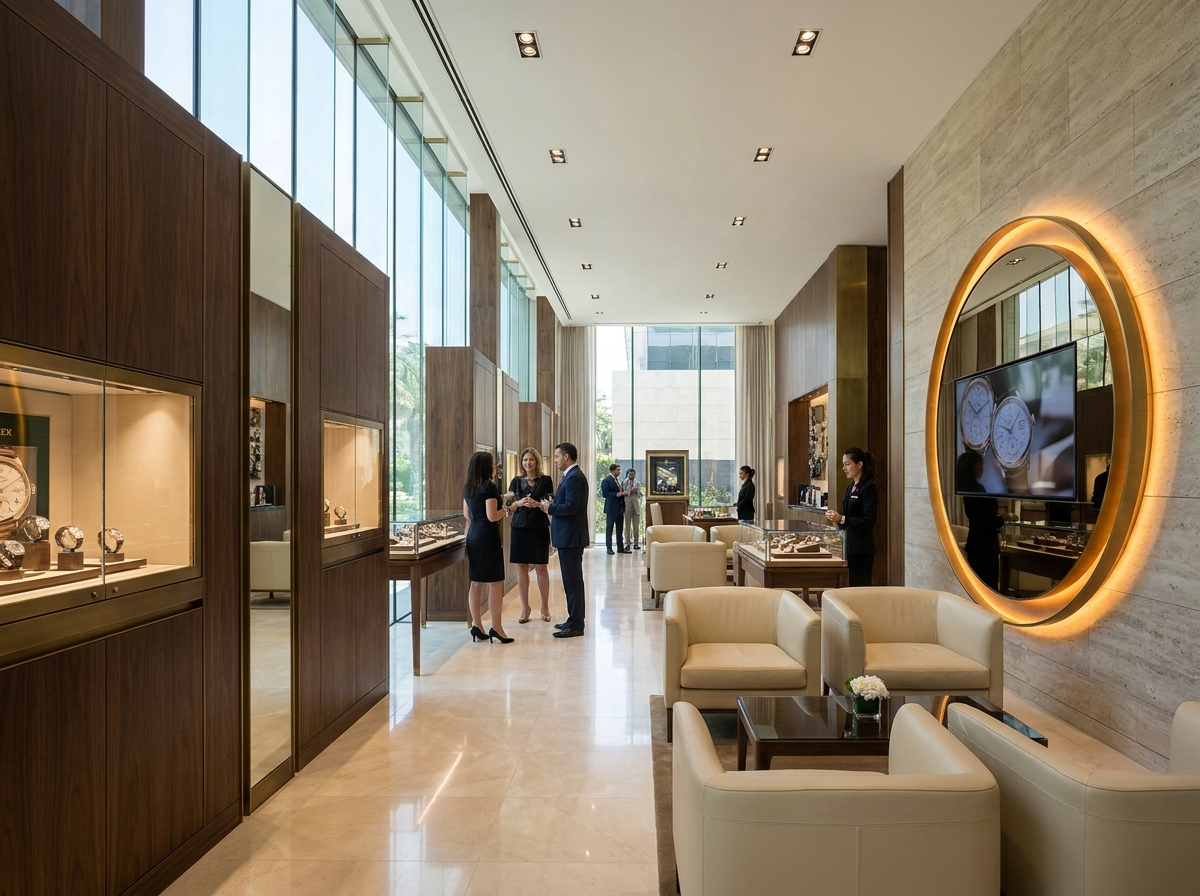 tv miroir luxury watch showroom