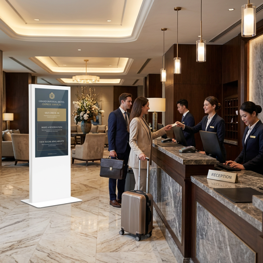 Totem interactif pour communication digitale en point de vente