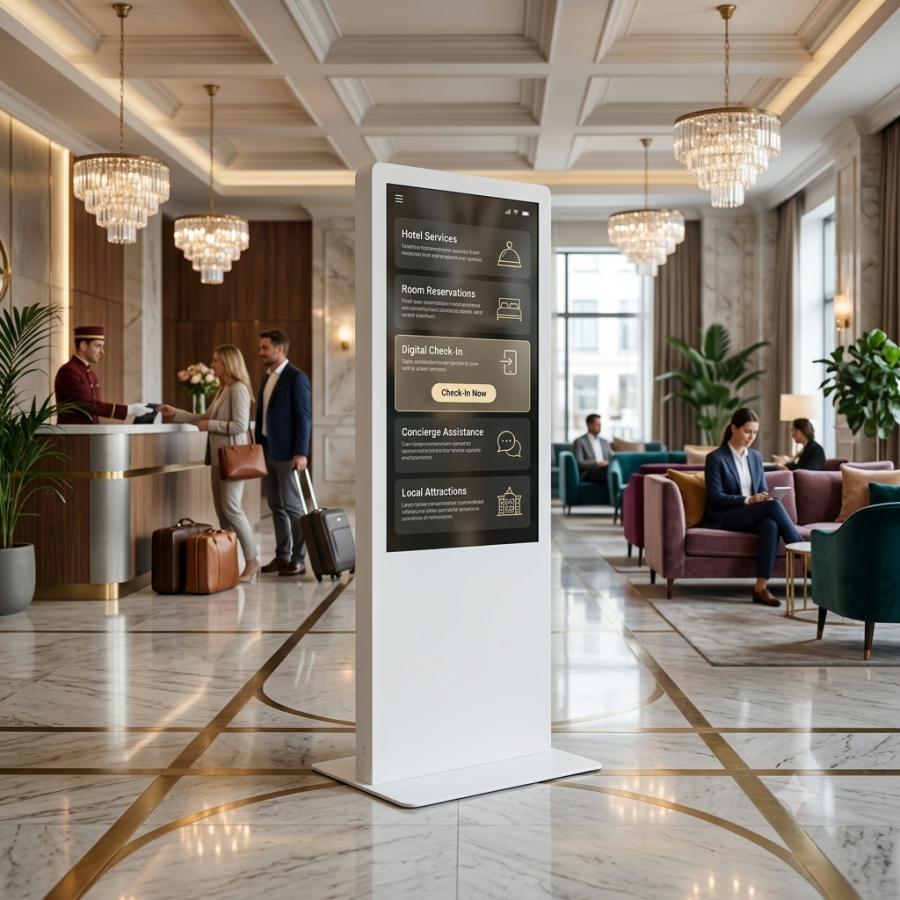Totem tactile hôtel pour check-in autonome